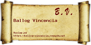 Ballog Vincencia névjegykártya